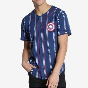 Marvel Avengers Captain America Rogers Red White & Blue Baseball Jersey Size S/M